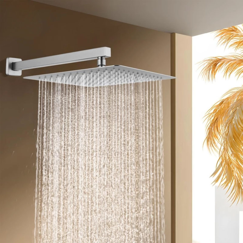 Ducha Chuveiro Inox Quadrado 30×30 cm – Com Braço 33/22 cm (Preto ou Cromado)