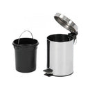 Kit Lixeira 3 litros Inox + Escova Sanitária Inox para Banheiro