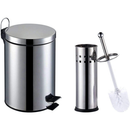 Kit Lixeira 3 litros Inox + Escova Sanitária Inox para Banheiro