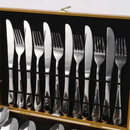 Faqueiro Luxo 24 Peças Prateado Garfo Colher E Faca Inox Com Maleta Dourada