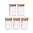 Kit Potes Herméticos de Vidro com Tampa de Bambu – Organização e Sofisticação para sua Cozinha