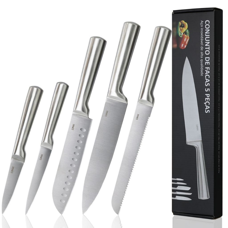 LUMAI Original 5 Facas de Cozinha Grande Profissional Conjunto Completo Aço Inox 3CR13 para Cozinhar