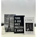 Conjunto de Caixas Livro Decorativas – 3 Peças Organizadoras