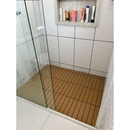 Kit 9 Deck plástico modular textura madeira para banheiro jardim sacada piscina