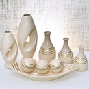 Kit 9 Jarros Decorados Trio Vaso Ceramica Enfeite Centro Mesa Sala enfeite Casa rack Aparador Nicho