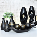 Kit 9 Jarros Decorados Trio Vaso Ceramica Enfeite Centro Mesa Sala enfeite Casa rack Aparador Nicho