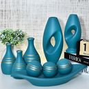 Kit 9 Jarros Decorados Trio Vaso Ceramica Enfeite Centro Mesa Sala enfeite Casa rack Aparador Nicho