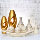 Kit 9 Jarros Decorados Trio Vaso Ceramica Enfeite Centro Mesa Sala enfeite Casa rack Aparador Nicho