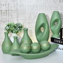 Kit 9 Jarros Decorados Trio Vaso Ceramica Enfeite Centro Mesa Sala enfeite Casa rack Aparador Nicho