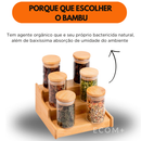 Kit 5/10 Potes Herméticos de Vidro com Tampa de Bambu 250ml Tempero Mantimento Rack a parte