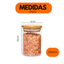 Kit 5/10 Potes Herméticos de Vidro com Tampa de Bambu 250ml Tempero Mantimento Rack a parte