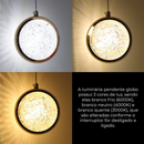 Luminária Pendente Saturno Cristal Bolhas Redondo Gold 7W Bivolt 3 Cores Luminária de Teto Cabeceira