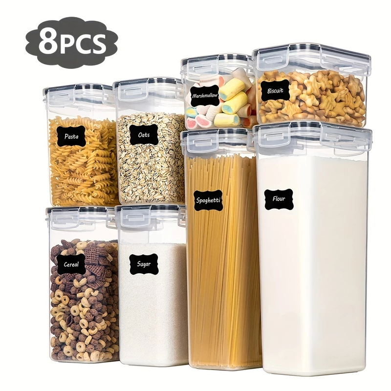 Kit 8 Organizadores Pote Hermético Empilhável em Acrílico Organizador para Alimentos