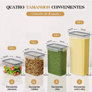 Kit 8 Organizadores Pote Hermético Empilhável em Acrílico Organizador para Alimentos