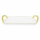 Bandeja Decorativa Luxo com Alças e Borda Dourada – Elegância para Lavabo, Café ou Decoração