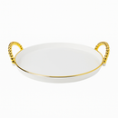 Bandeja Decorativa Luxo com Alças e Borda Dourada – Elegância para Lavabo, Café ou Decoração