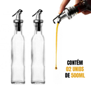 Kit 2 Galheteiro Vidro 500ml Bico Dosador Porta Azeite Vinagre Molho Shoyu Pimenta Cozinha Culinária