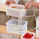Kit 6 Potes Herméticos Organizador de Geladeira Legumes Frutas Com Cesto Removível