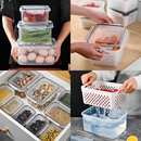 Kit 6 Potes Herméticos Organizador de Geladeira Legumes Frutas Com Cesto Removível