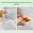 Kit 6 Potes Herméticos Organizador de Geladeira Legumes Frutas Com Cesto Removível