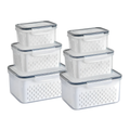 Kit 6 Potes Herméticos para Geladeira com Cesto Removível – Organização e Frescor para seus Alimentos