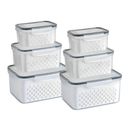 Kit 6 Potes Herméticos para Geladeira com Cesto Removível – Organização e Frescor para seus Alimentos