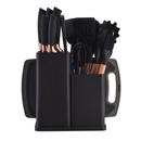 Kit Cozinha Completo 19 Peças Silicone Premium + Facas Inox com Suporte