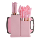 Kit Cozinha Completo 19 Peças Silicone Premium + Facas Inox com Suporte