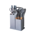 Kit Cozinha Completo 19 Peças Silicone Premium + Facas Inox com Suporte