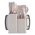 Kit Cozinha Completo 19 Peças Silicone Premium + Facas Inox com Suporte