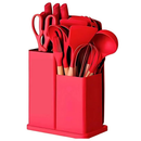 Kit Cozinha Completo 19 Peças Silicone Premium + Facas Inox com Suporte