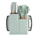 Kit Cozinha Completo 19 Peças Silicone Premium + Facas Inox com Suporte