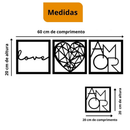 Kit 3 Quadros Love Coração Geométrico Amor + Frase de Parede Abençoados por Deus Religioso Mdf