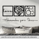 Kit 3 Quadros Love + Frase Decorativa “Abençoados por Deus” – Arte em MDF para Parede