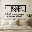 Kit 3 Quadros Love + Frase Decorativa “Abençoados por Deus” – Arte em MDF para Parede