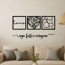 Kit 3 Quadros Love + Frase Decorativa “Abençoados por Deus” – Arte em MDF para Parede
