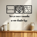 Kit 3 Quadros Love + Frase Decorativa “Abençoados por Deus” – Arte em MDF para Parede