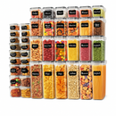 Kit 21 Potes Herméticos Empilháveis Quadrado Resistente Plástico Cozinha Dispensa Alimentos e Bebida
