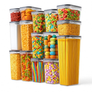 Kit 21 Potes Herméticos Empilháveis Quadrado Resistente Plástico Cozinha Dispensa Alimentos e Bebida
