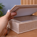 Kit 2 Caixa Livro Falso P M MDF TECIDO JUTA BEGE Decorativa Porta Objeto Elegante