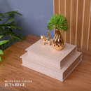 Kit 2 Caixa Livro Falso P M MDF TECIDO JUTA BEGE Decorativa Porta Objeto Elegante