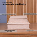Kit 2 Caixa Livro Falso P M MDF TECIDO JUTA BEGE Decorativa Porta Objeto Elegante