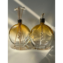 Kit Lavabo Dourado Luxo – Porta Sabonete e Difusor com Bandeja Espelhada Marmorizada