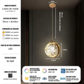 Luminária Pendente Saturno Cristal Bolhas – Elegância Gold com LED 3 Cores