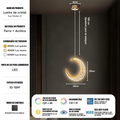 Luminária Pendente Saturno Cristal Bolhas – Elegância Gold com LED 3 Cores