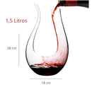 Decantador de Vinho Cristal 1500ml Design U - Decanter Aerador Luxo para Vinhos Tintos