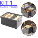 Kit com 3 Organizadores Dobráveis para Guarda-Roupa com Tampa – Organização Elegante e Prática