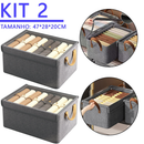 Kit com 3 Organizadores Dobráveis para Guarda-Roupa com Tampa – Organização Elegante e Prática