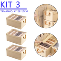 Kit com 3 Organizadores Dobráveis para Guarda-Roupa com Tampa – Organização Elegante e Prática