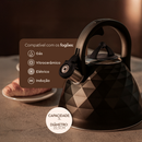 Chaleira de Inox com Apito Brinox 3 L Black Diamond e Jasmin com Indução